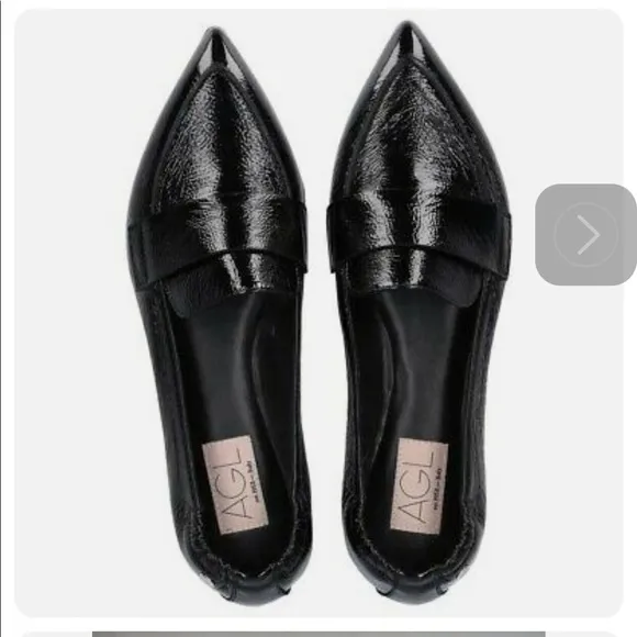 AGL micro pointed toe loafers PLATFORM BLACK PATENT  LEATHER
