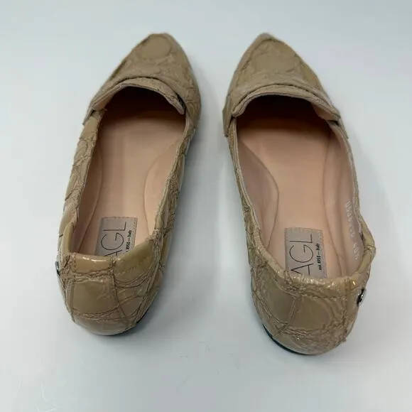 AGL Moccasins Women's 10.5 (40.5) Beige Softy Moc Calfskin Leather Flats NWOT