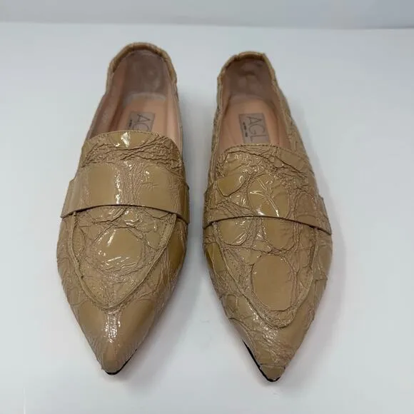 AGL Moccasins Women's 10.5 (40.5) Beige Softy Moc Calfskin Leather Flats NWOT