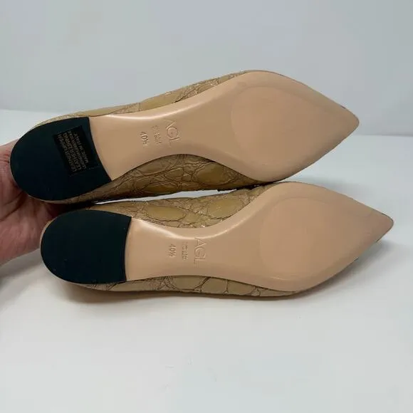AGL Moccasins Women's 10.5 (40.5) Beige Softy Moc Calfskin Leather Flats NWOT