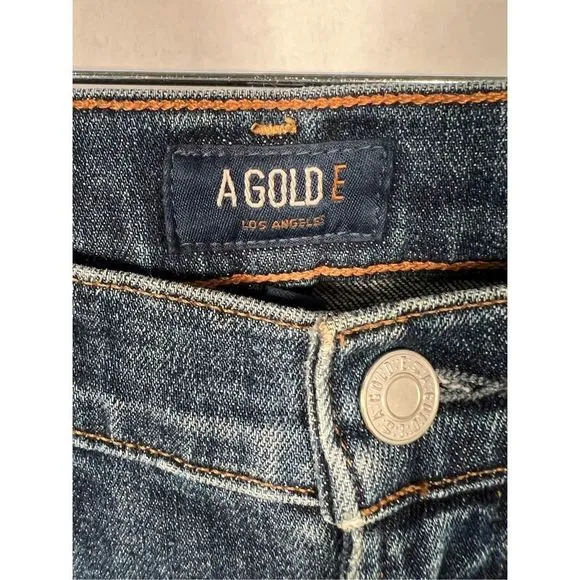 Agolde Women's Cotton Blend High Rise Distressed Sophie Crop Jeans Size …