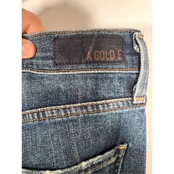 Agolde Women's Cotton Blend High Rise Distressed Sophie Crop Jeans Size …