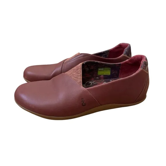 Ahnu Tola Leather Slip On Shoes Flats Casual Walking Burgundy Women’s Size 10