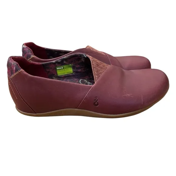 Ahnu Tola Leather Slip On Shoes Flats Casual Walking Burgundy Women’s Size 10