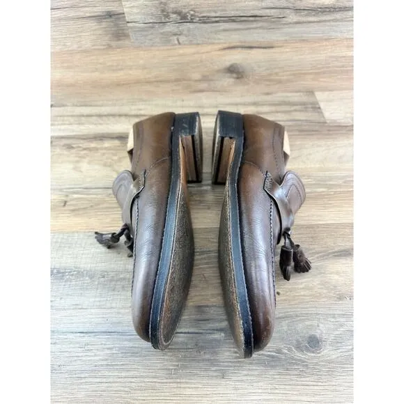 Alden New England Brown Leather Loafers Slip Ons Casual Shoes Mens Size …
