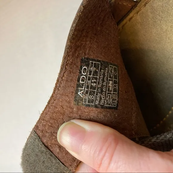 🌞Aldo Dark Brown Leather Adjustable Strap with Layer of Cork Sandals A183