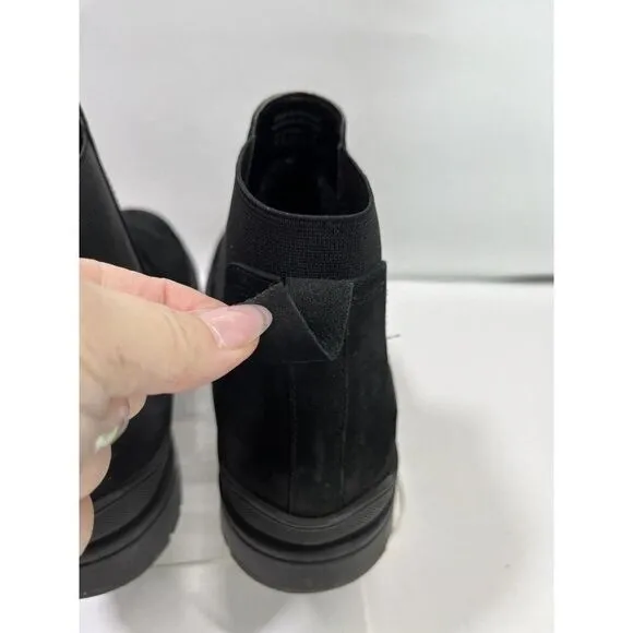 Aldo Men's Size 10 Black Chelsea Lug Boots Water Resistant Pull On Suede Like
