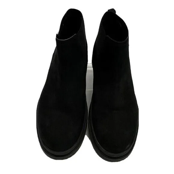 Aldo Men's Size 10 Black Chelsea Lug Boots Water Resistant Pull On Suede Like