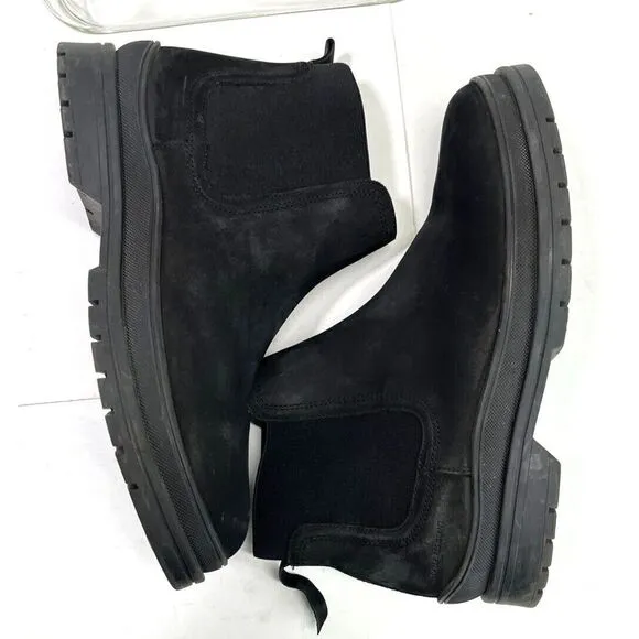 Aldo Men's Size 10 Black Chelsea Lug Boots Water Resistant Pull On Suede Like