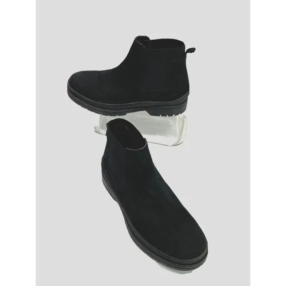 Aldo Men's Size 10 Black Chelsea Lug Boots Water Resistant Pull On Suede Like