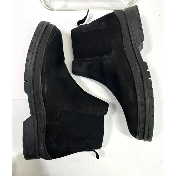 Aldo Men's Size 10 Black Chelsea Lug Boots Water Resistant Pull On Suede Like