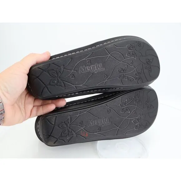Alegria Alegria Brenna Romantical Loafers Womens 39 9 Black Silver Leather Mesh