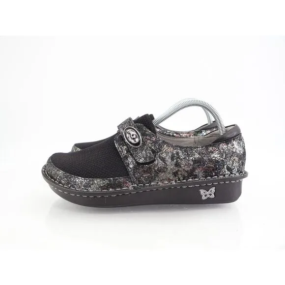 Alegria Alegria Brenna Romantical Loafers Womens 39 9 Black Silver Leather Mesh