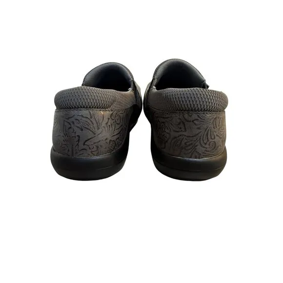 Alegria Gray Duette Shoes Womens 11 Slip On Comfort Workwear Floral Embossed