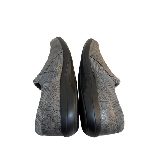 Alegria Gray Duette Shoes Womens 11 Slip On Comfort Workwear Floral Embossed