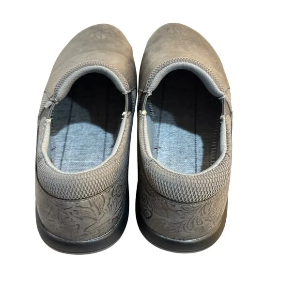 Alegria Gray Duette Shoes Womens 11 Slip On Comfort Workwear Floral Embossed