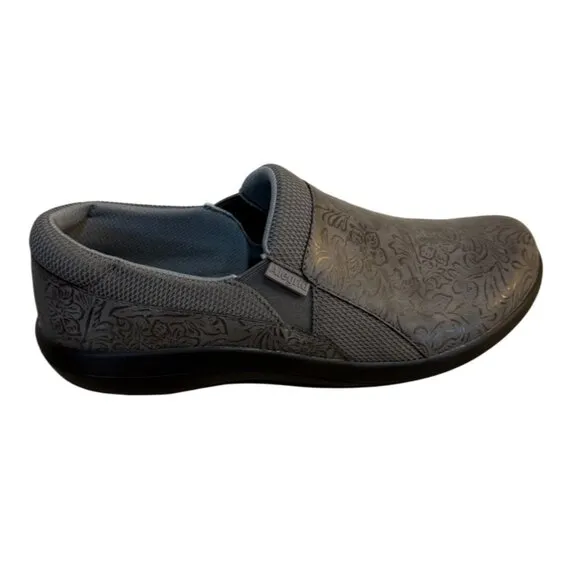 Alegria Gray Duette Shoes Womens 11 Slip On Comfort Workwear Floral Embossed