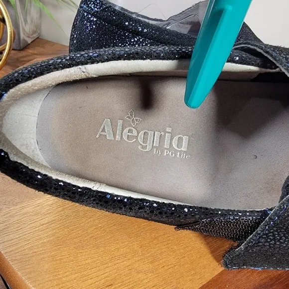 Alegria Lauryn Professional Loafers Blue Sparkle Size 39