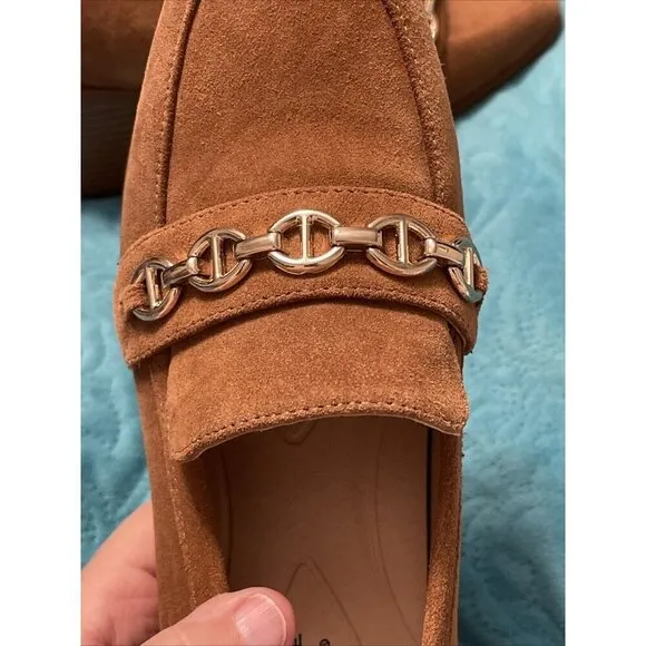 Alex Marie Women's Farin Loafer Pilgrim Heels , Shoes Brown Leather Suede Sz 8.5