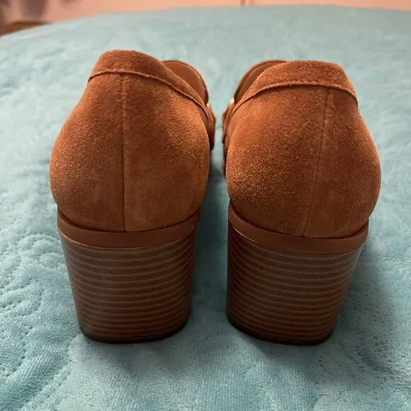 Alex Marie Women's Farin Loafer Pilgrim Heels , Shoes Brown Leather Suede Sz 8.5