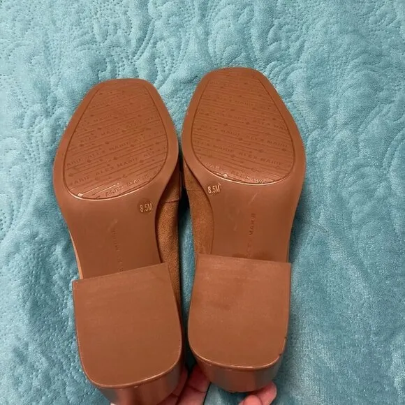 Alex Marie Women's Farin Loafer Pilgrim Heels , Shoes Brown Leather Suede Sz 8.5