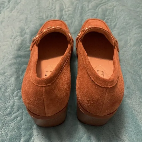 Alex Marie Women's Farin Loafer Pilgrim Heels , Shoes Brown Leather Suede Sz 8.5