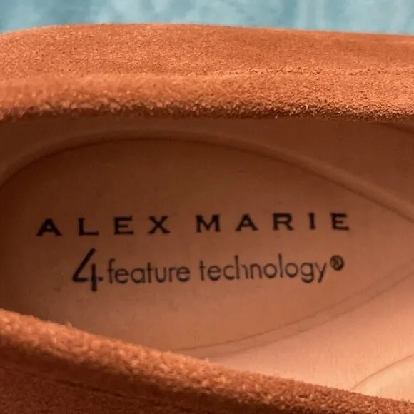 Alex Marie Women's Farin Loafer Pilgrim Heels , Shoes Brown Leather Suede Sz 8.5