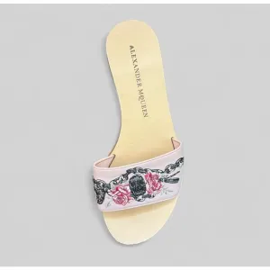 Alexander McQueen Flats Slides Skull Floral Sandal | Size 9