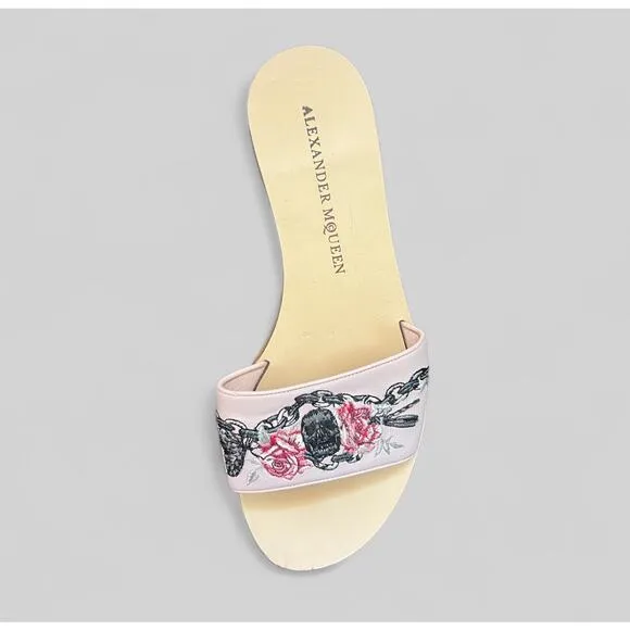 Alexander McQueen Flats Slides Skull Floral Sandal | Size 9