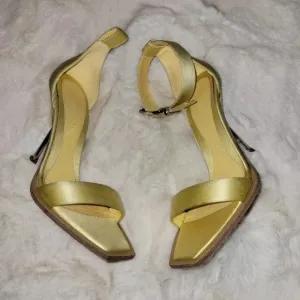 Alexander McQueen Satin Yellow Ankle Strap Sandals Heels READ 36 6