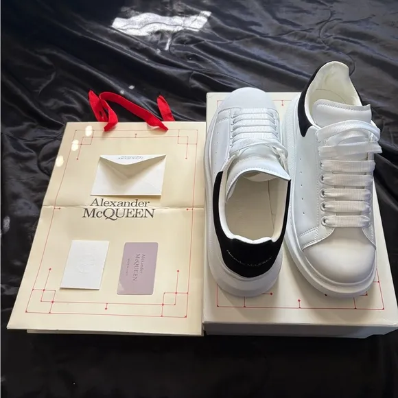 Alexander McQueen White and Black Oversized Sole Sneakers