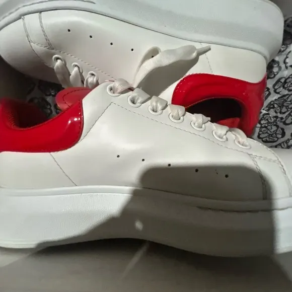 Alexander McQueen White and Red Platform Sneakers