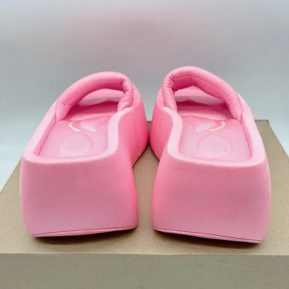 Alexander Wang Taji Platform Slides Neon Bubblegum Pink Heeled Sandals EU 37 US7