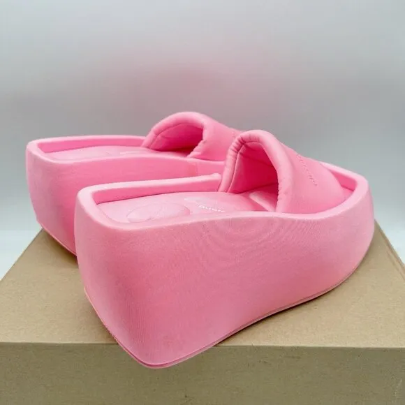 Alexander Wang Taji Platform Slides Neon Bubblegum Pink Heeled Sandals EU 37 US7