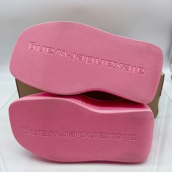 Alexander Wang Taji Platform Slides Neon Bubblegum Pink Heeled Sandals EU 37 US7