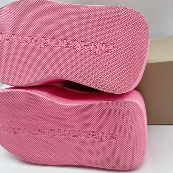 Alexander Wang Taji Platform Slides Neon Bubblegum Pink Heeled Sandals EU 37 US7