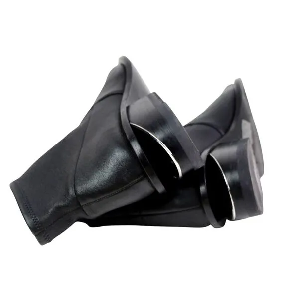 Alexander Wang BLACK REAL LEATHER LOW HEEL ROUND TOE PULL ON ANKLE BOOTS Sz 39