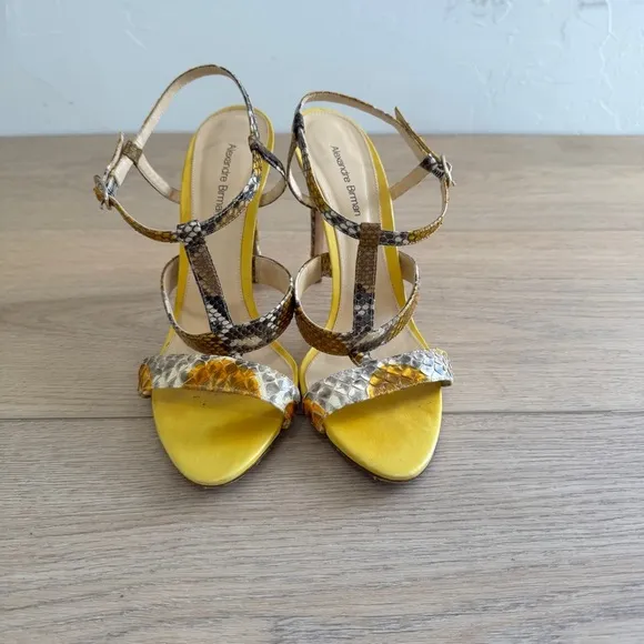 Alexandre Birman Snakeskin Animal Print T Strap Sandals