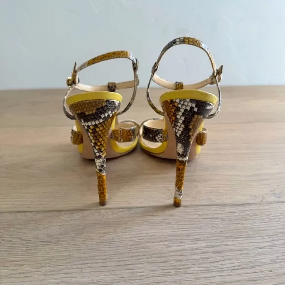 Alexandre Birman Snakeskin Animal Print T Strap Sandals