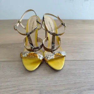 Alexandre Birman Snakeskin Animal Print T Strap Sandals