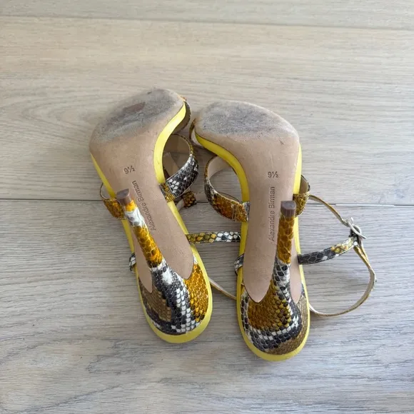 Alexandre Birman Snakeskin Animal Print T Strap Sandals