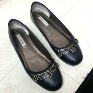 ALFANI leather rhinestone embellished ballet flats