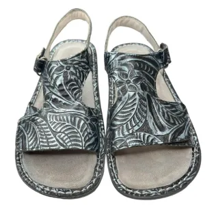Algeria by PG Lite Sandals Adjustable Ankle Strap Embossed Leather Sz 37 VIK-152