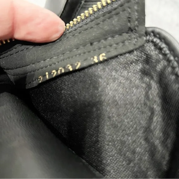 All Black for Anthropologie Black Leather Boots Zip Front Center Size 36