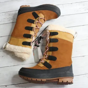 All in Motion Girl's Genuine Suede Winter Snow Boots Youth Size 3 Brown