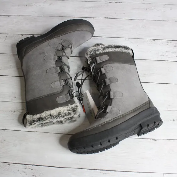 All in Motion Girl's Genuine Suede Winter Snow Boots Youth Size 5 Gray