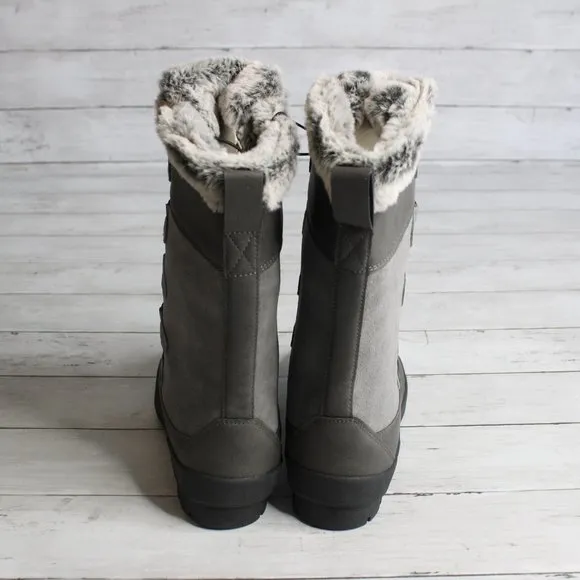 All in Motion Girl's Genuine Suede Winter Snow Boots Youth Size 5 Gray
