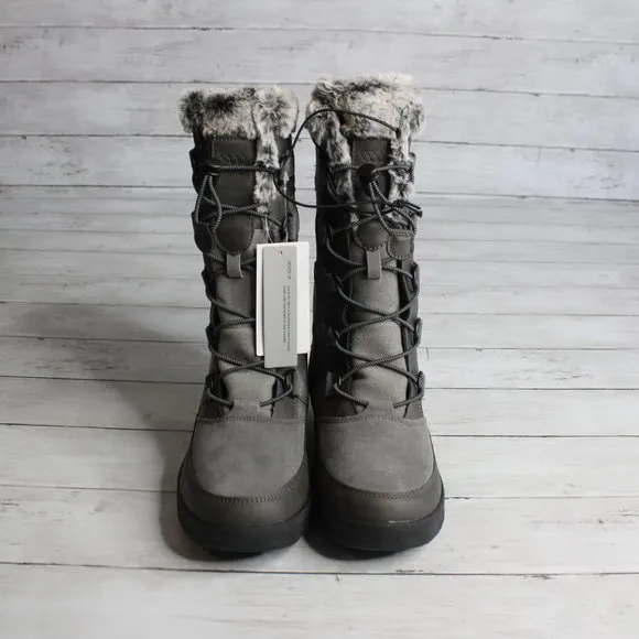All in Motion Girl's Genuine Suede Winter Snow Boots Youth Size 5 Gray