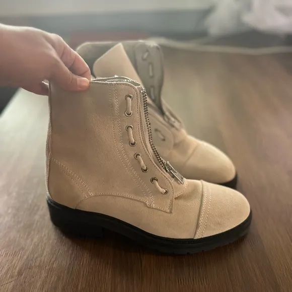 All Saints Ariel Combat  Boots Suede Lug Sole Grunge Biker Boots Size 9
