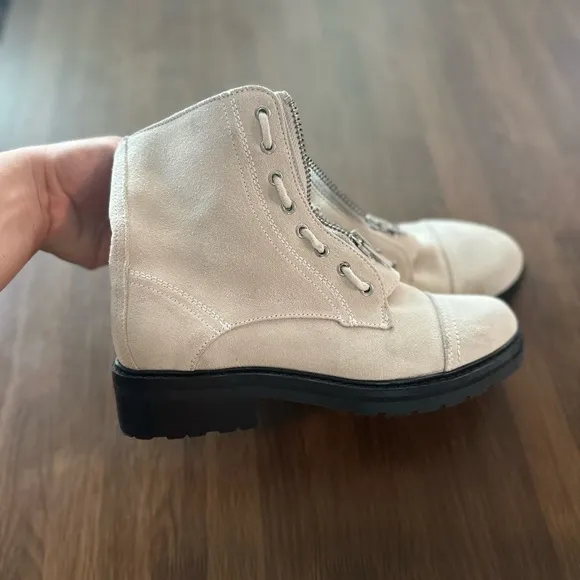 All Saints Ariel Combat  Boots Suede Lug Sole Grunge Biker Boots Size 9